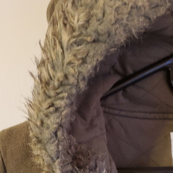 Roxy Tan Hooded Jacket with Faux Fur Trim - Picture 3 of 8